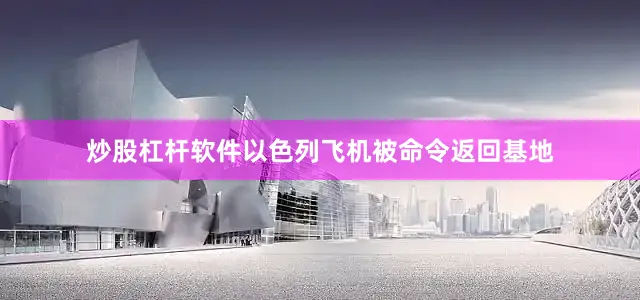 炒股杠杆软件以色列飞机被命令返回基地